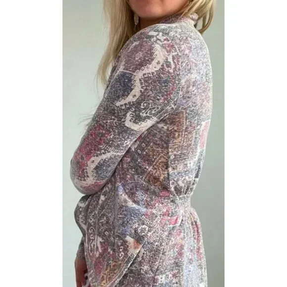 Anthropologie Open Front Multicolored Knit Cardigan | Boho Cottagecore Artsy L - Picture 9 of 16